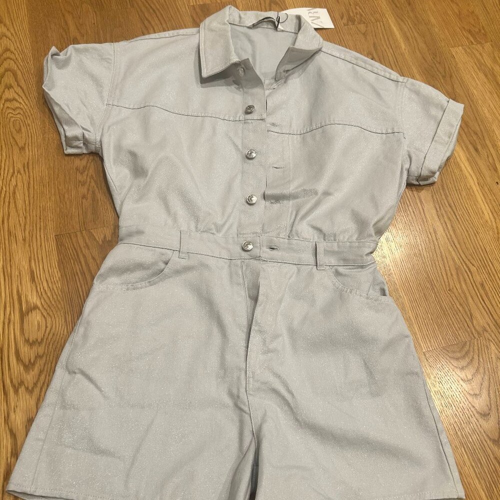Zara NWT Gray Sparkly Romper